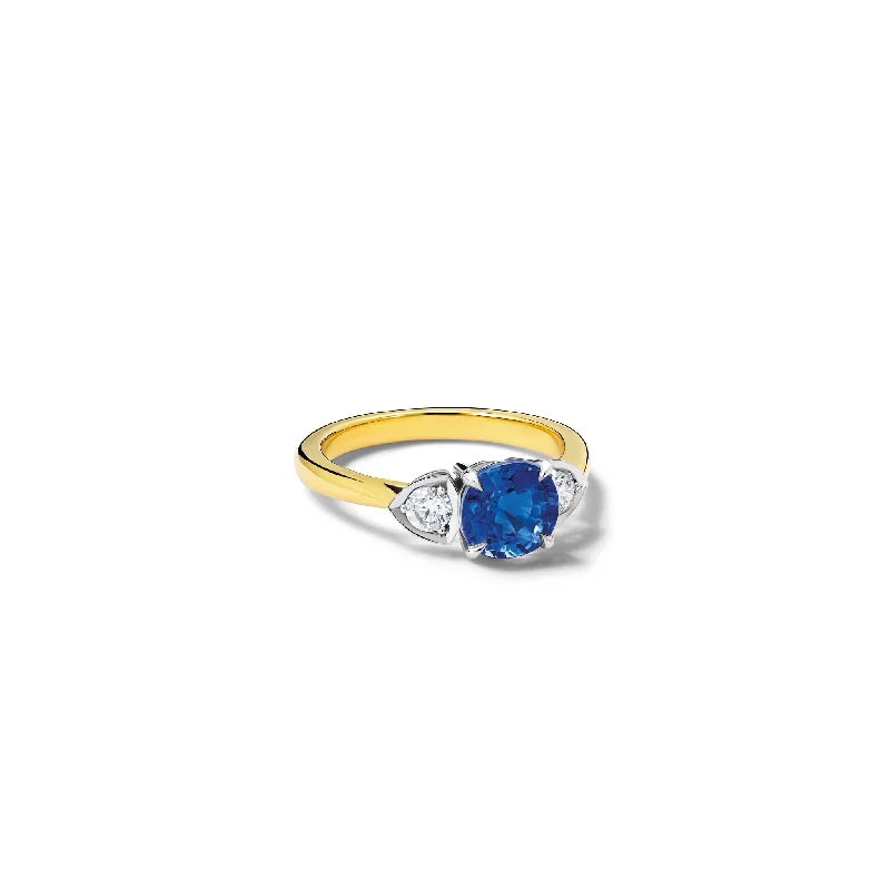 Signature - Design Engagement Rings with a Brand - Exclusive Pattern and Premium DiamondsKatie Round Engagement Ring 18ct White & Yellow Gold - Sapphire & Diamond