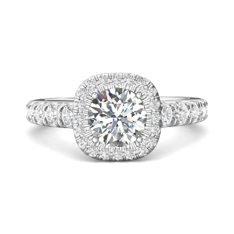 Solitaire Engagement Rings with a High - Clarity Round Diamond and Tapered BandMartin Flyer FlyerFit Cushion Halo Engagement Ring