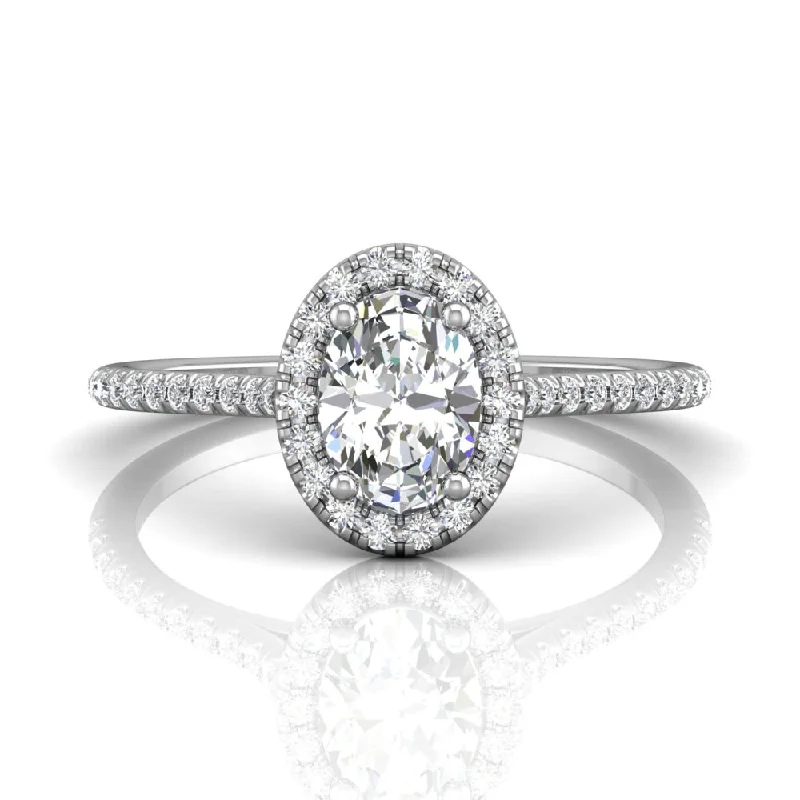 Art Deco Engagement Rings with Geometric Patterns and Baguette - Cut Diamond AccentsMartin Flyer FlyerFit Micropave Halo Engagement Ring