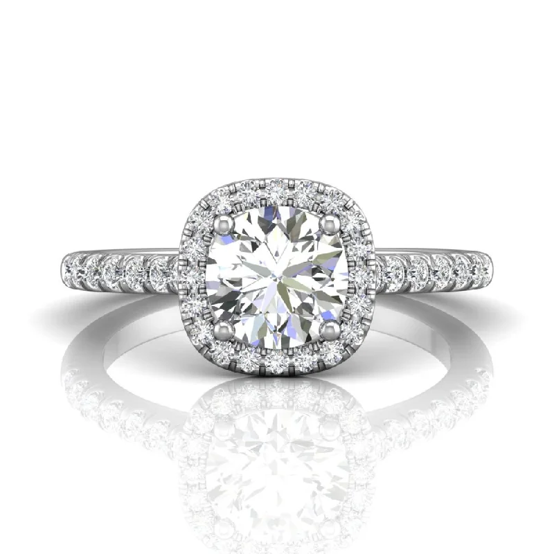 Solitaire Engagement Rings with a High - Clarity Round Diamond and Tapered BandMartin Flyer FlyerFit Micropave Halo Engagement Ring