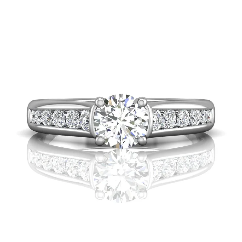 Adjustable Engagement Rings with a Flexible Band and a Princess - Cut Center DiamondMartin Flyer FlyerFit Channel Set Engagement Ring