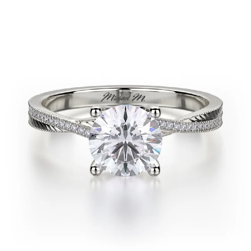 Marquise Cut Engagement Rings with a Channel - Set Diamond BandMichael M Monaco Engagement Ring