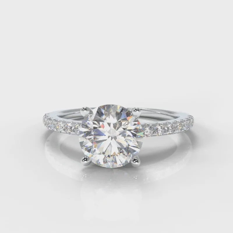 Vintage - Inspired Engagement Rings with Filigree Work and Emerald - Cut Center StonePetite Micropavé Round Brilliant Cut Diamond Engagement Ring