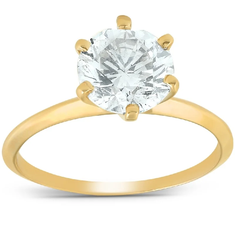 18K White Gold Classic Round - Cut Diamond Wedding Bands for a Timeless and Elegant LookPompeii3 14k Yellow Gold 2 Ct TDW Round Solitaire Diamond Engagement Ring Clarity Enhanced