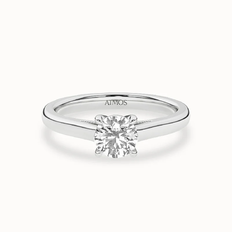 Princess Cut Engagement Rings in 18K White Gold with Micro - Pave Side StonesRound Iconic Ring Medium