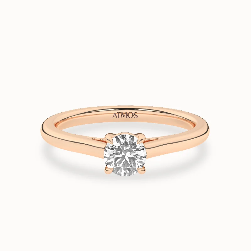 Solitaire Engagement Rings with a High - Clarity Round Diamond and Tapered BandRound Iconic Ring Small