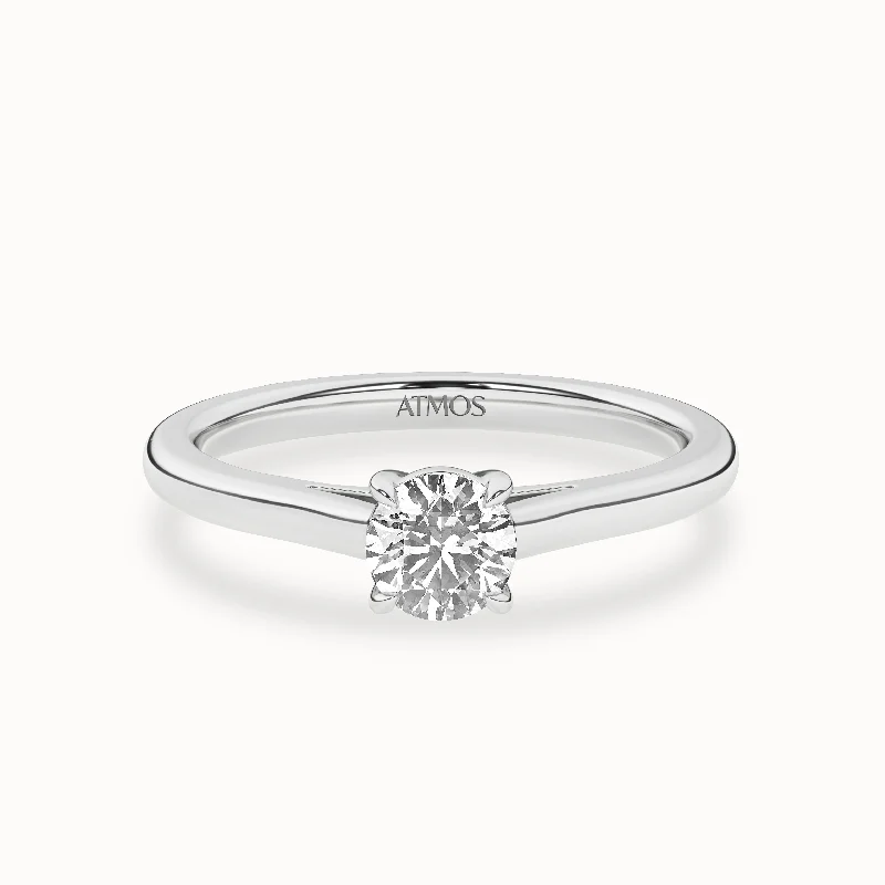 Three - Stone Engagement Rings Symbolizing Love's Past, Present, and Future with Asscher - Cut DiamondsRound Iconic Ring Small