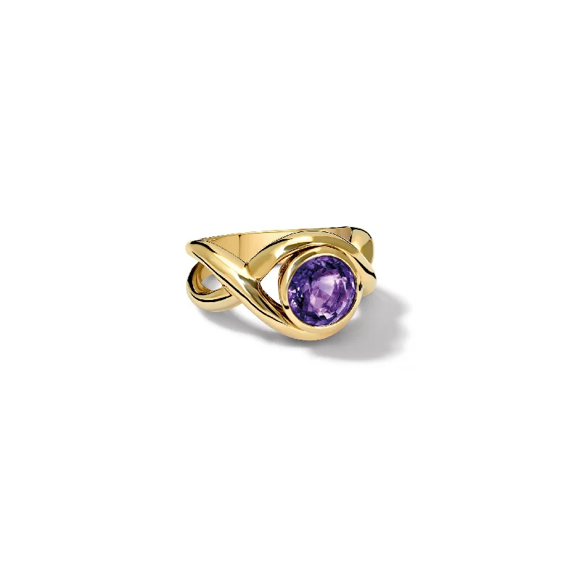 Adjustable Engagement Rings with a Flexible Band and a Princess - Cut Center DiamondSeverine Small Ring Yellow Gold - Amethyst