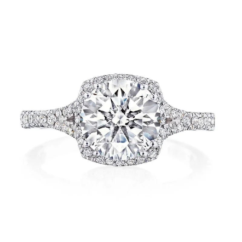 Cluster Engagement Rings with Multiple Small Diamonds Arranged in a Stunning DesignTacori 18k Dantela Round Bloom Engagement Ring