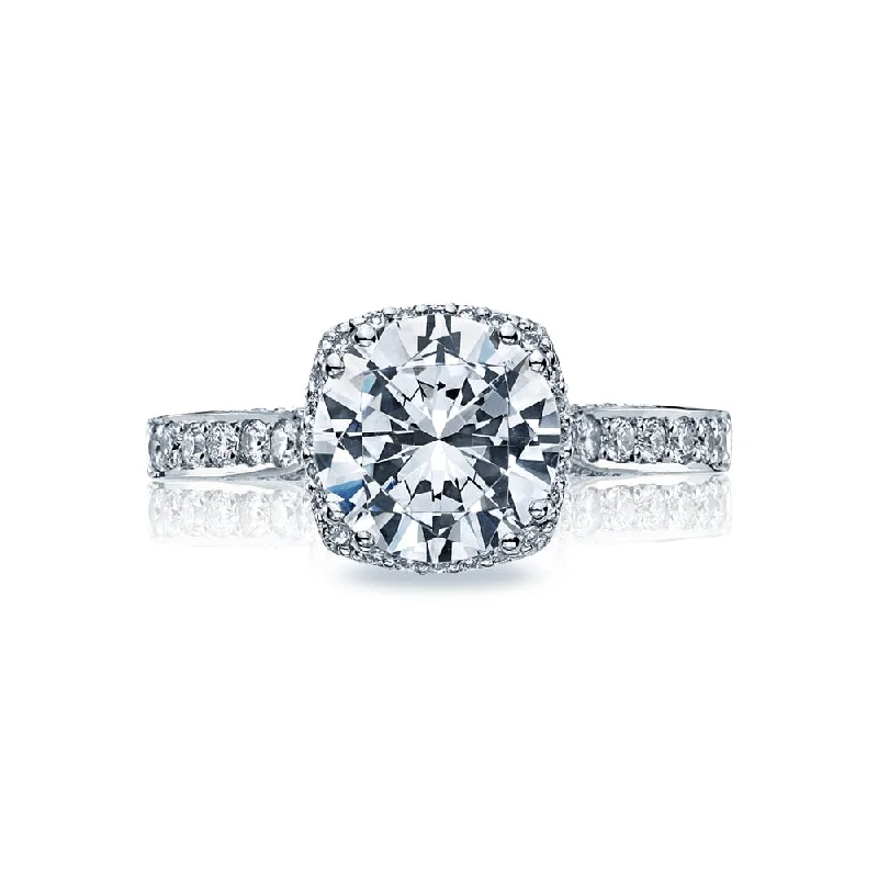 Marquise Cut Engagement Rings with a Channel - Set Diamond BandTacori Dantela Round with Cushion Bloom Engagement Ring