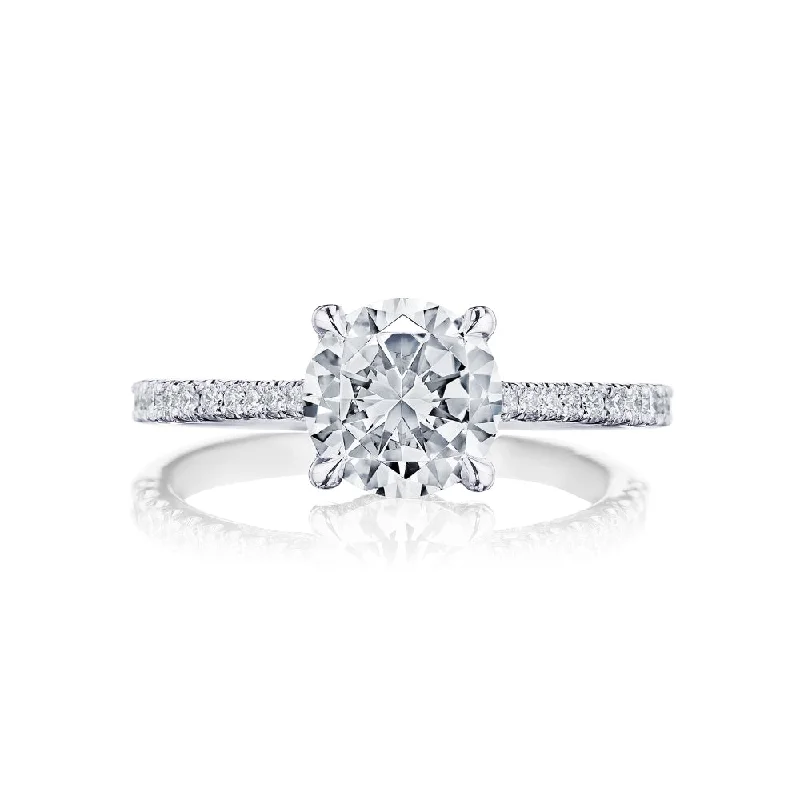 Cushion - Cut Halo Engagement Rings with a Platinum Band and Micro - Pave DetailsTacori Simply Tacori Round Solitaire Engagement Ring