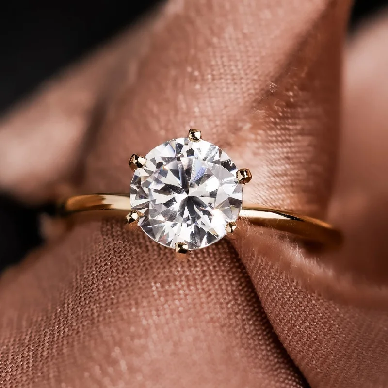 Vintage Cluster Engagement Rings with Antique - Cut Diamonds and Silver FiligreeThe Harper - Classic Solitaire Round Diamond Engagement Ring