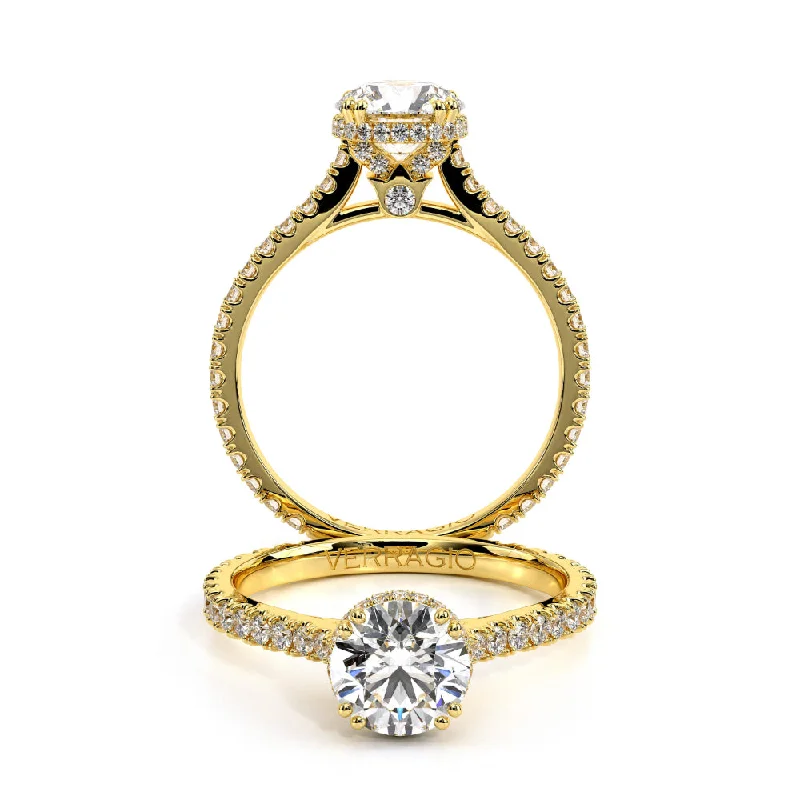 Three - Stone Engagement Rings Symbolizing Love's Past, Present, and Future with Asscher - Cut DiamondsVerragio Renaissance 14k Gold Engagement Ring with Stardust Halo