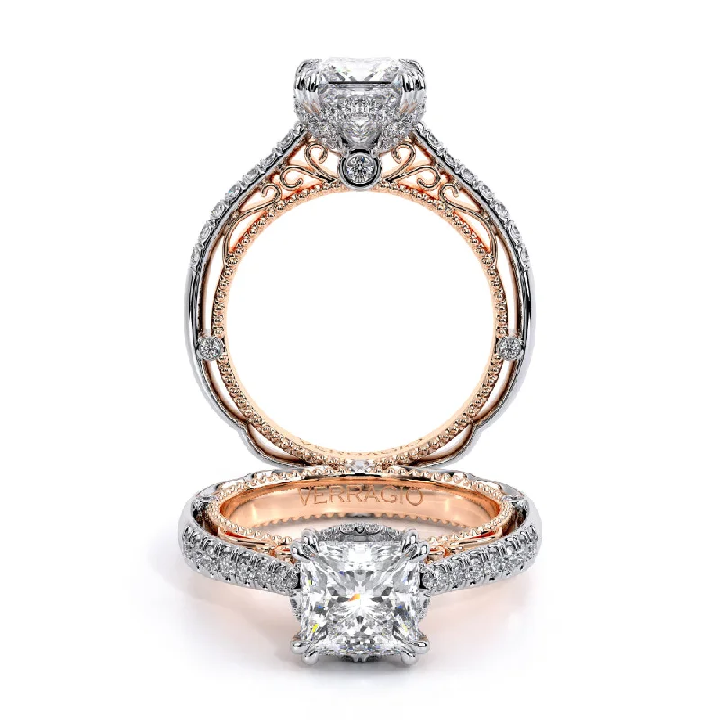 Cluster Engagement Rings with Multiple Small Diamonds Arranged in a Stunning DesignVerragio Venetian Two-Tone Round Halo Engagement Ring 18W/20R