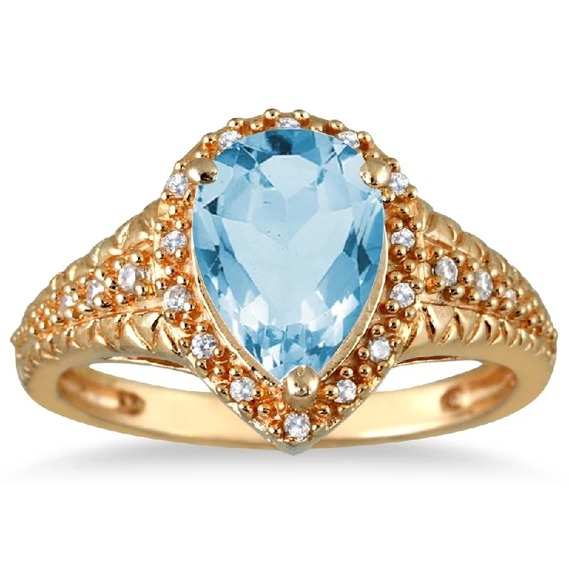 Ruby Gemstone Rings in 14K Yellow Gold with a Solitaire Setting for a Classic and Bold Statement2 Carat Pear Shaped Blue Topaz and Diamond Ring in 10K Yellow Gold