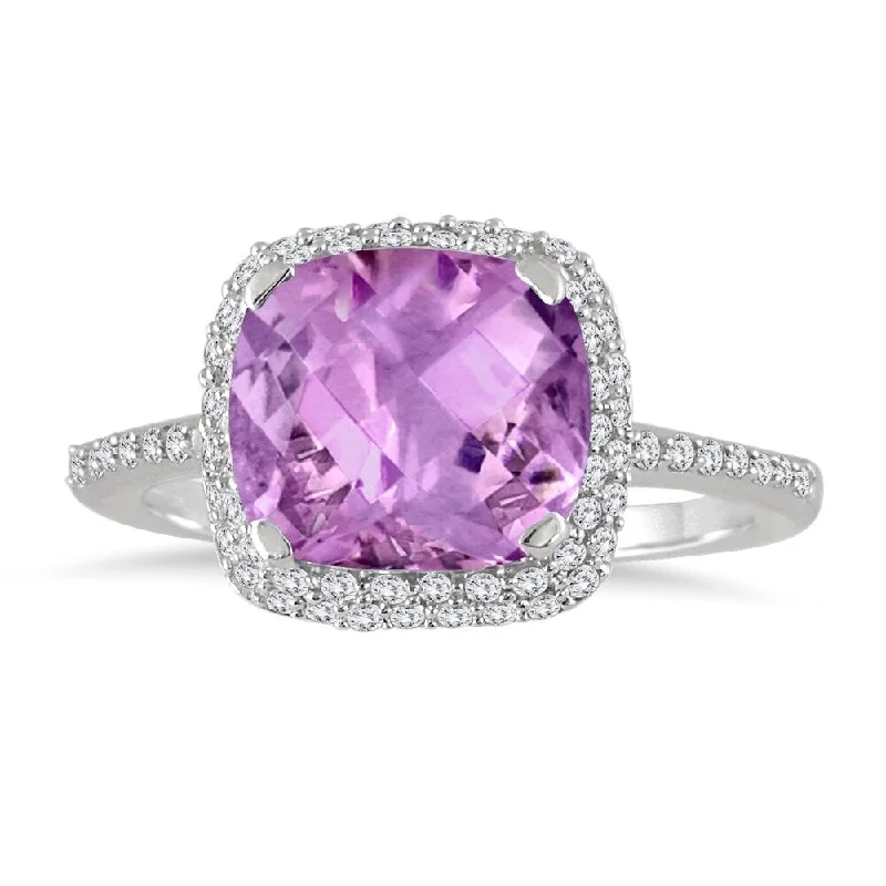 Jasper Gemstone Rings in 18K Gold Vermeil with a Matte Finish for a Subtle and Elegant Look3 1/2 Carat Cushion Cut Amethyst and Diamond Halo Ring in 10K White Gold