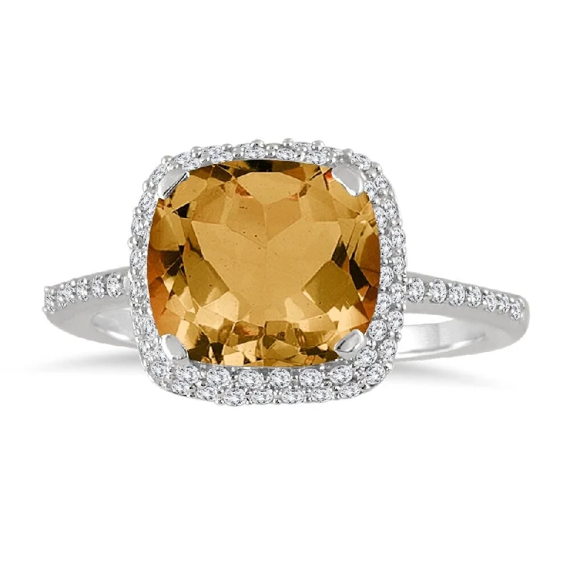 Ruby Gemstone Rings in 14K Yellow Gold with a Solitaire Setting for a Classic and Bold Statement3 1/2 Carat Cushion Cut Citrine and Diamond Halo Ring in 10K White Gold