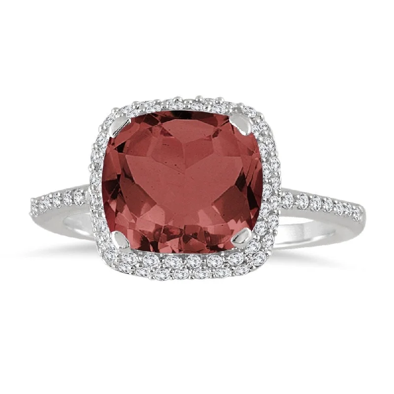 Topaz Gemstone Rings in 10K Gold with a Channel - Set Design for a Contemporary and Durable Option3 1/2 Carat Cushion Cut Garnet and Diamond Halo Ring in 10K White Gold