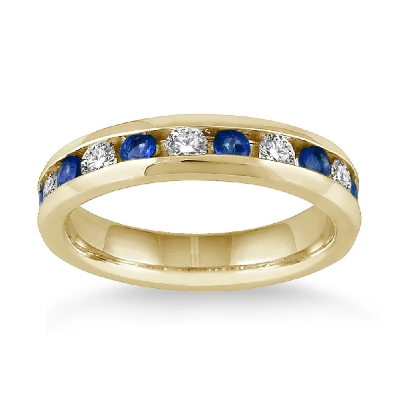 Topaz Gemstone Rings in 10K Gold with a Channel - Set Design for a Contemporary and Durable Option3/4 Carat Sapphire and Diamond Band in 14k Yellow Gold