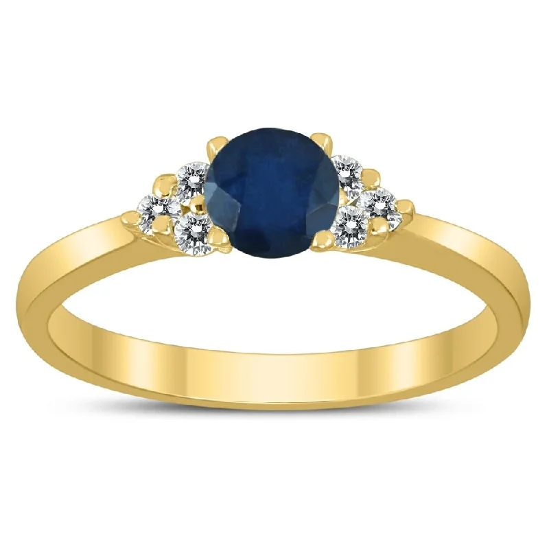 Iolite Gemstone Rings in 10K Gold with a Twisted Band for a Distinctive and Stylish Accessory4MM Sapphire and Diamond Cynthia Ring in 10K Yellow Gold