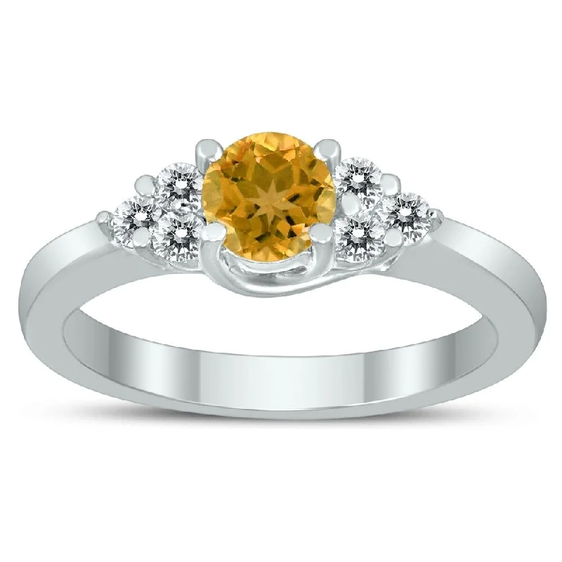 Tourmaline Gemstone Rings in 18K Two - Tone Gold with a Floral - Shaped Setting for a Feminine Touch5MM Citrine and Diamond Cynthia Ring in 10K White Gold