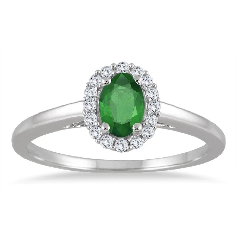 Topaz Gemstone Rings in 10K Gold with a Channel - Set Design for a Contemporary and Durable Option6x4MM Oval Shape Emerald and Diamond Halo Ring in 10K White Gold