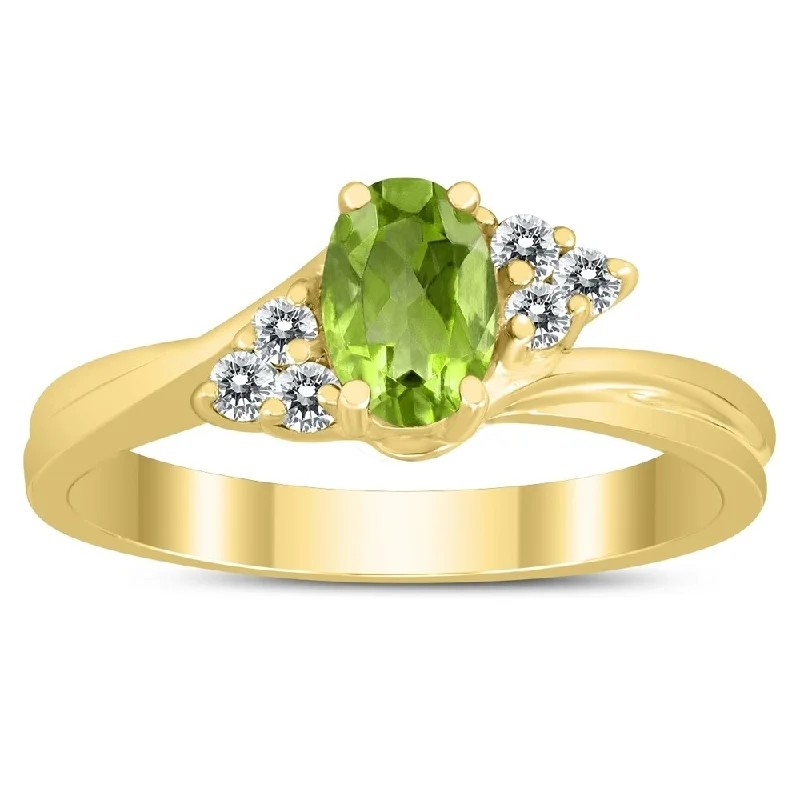 Sapphire Gemstone Rings in 18K White Gold with Diamond Accents for an Elegant Engagement6X4MM Peridot and Diamond Twist Ring in 10K Yellow Gold