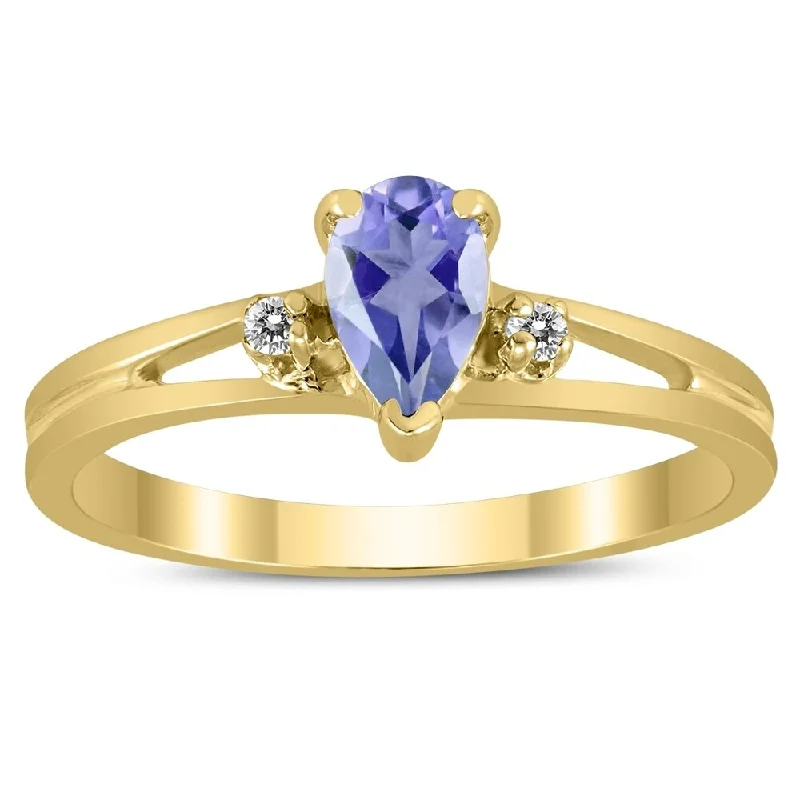 Emerald Gemstone Rings Set in Platinum with Filigree Work for a Vintage - Inspired Look6X4MM Tanzanite and Diamond Pear Shaped Open Three Stone Ring in 10K Yellow Gold