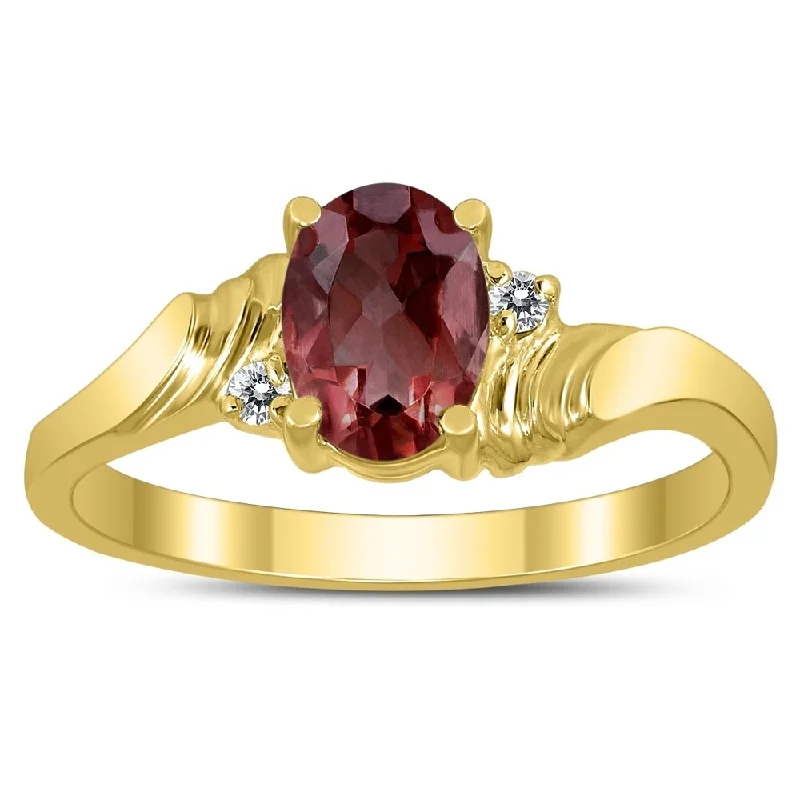 Ruby Gemstone Rings in 14K Yellow Gold with a Solitaire Setting for a Classic and Bold Statement7X5MM Garnet and Diamond Wave Ring in 10K Yellow Gold