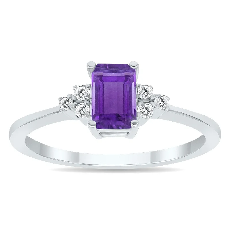 Sapphire Gemstone Rings in 18K White Gold with Diamond Accents for an Elegant EngagementAmethyst and Diamond Regal Ring in 10k White Gold