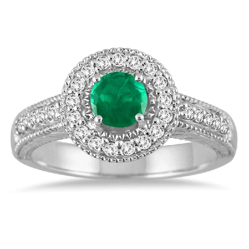 Alexandrite Gemstone Rings in Platinum with a Hidden Halo for a Rare and Luxurious PieceEmerald and Diamond Halo Ring in 10K White Gold