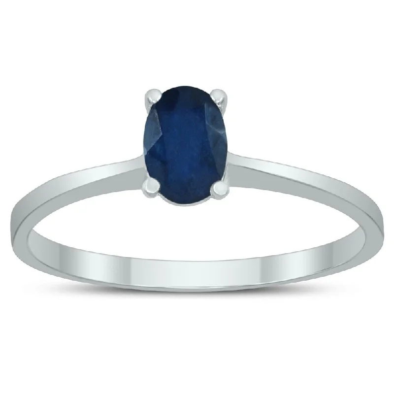 Topaz Gemstone Rings in 10K Gold with a Channel - Set Design for a Contemporary and Durable OptionOval Solitaire 6X4MM Sapphire Ring in 10K White Gold