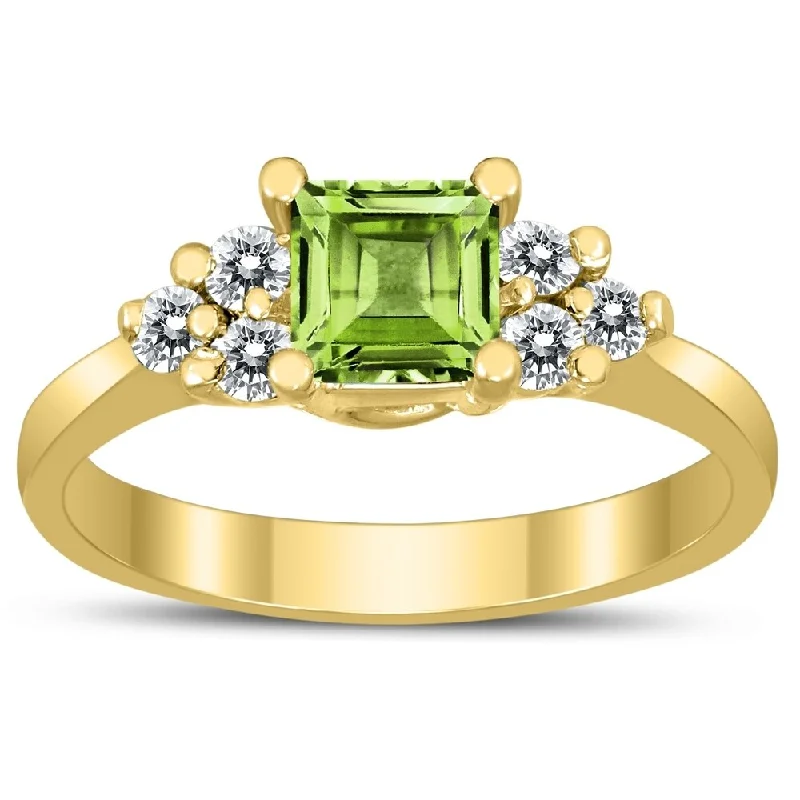 Ruby Gemstone Rings in 14K Yellow Gold with a Solitaire Setting for a Classic and Bold StatementPrincess Cut 5X5MM Peridot and Diamond Duchess Ring in 10K Yellow Gold