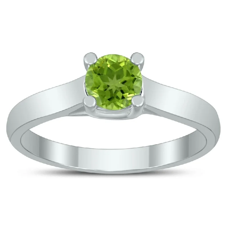 Aquamarine Gemstone Rings in 9K Gold with a Bezel Setting for a Modern and Secure FitRound 5MM Peridot Cathedral Solitaire Ring in 10K White Gold