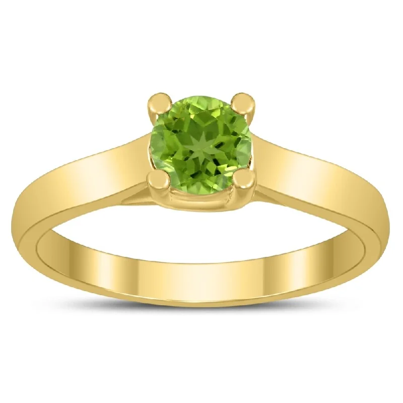 Ruby Gemstone Rings in 14K Yellow Gold with a Solitaire Setting for a Classic and Bold StatementRound 5MM Peridot Cathedral Solitaire Ring in 10K Yellow Gold