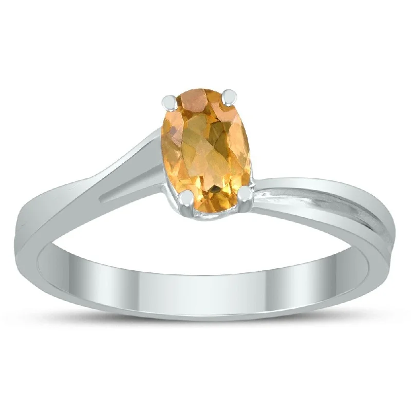 Jasper Gemstone Rings in 18K Gold Vermeil with a Matte Finish for a Subtle and Elegant LookSolitaire Oval 6X4MM Citrine Gemstone Twist Ring in 10K White Gold