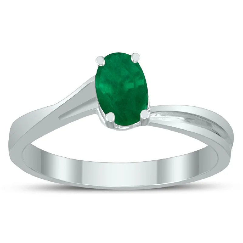 Peridot Gemstone Rings in 14K Gold - Filled Metal with a Pave - Set Band for a Sparkling LookSolitaire Oval 6X4MM Emerald Gemstone Twist Ring in 10K White Gold