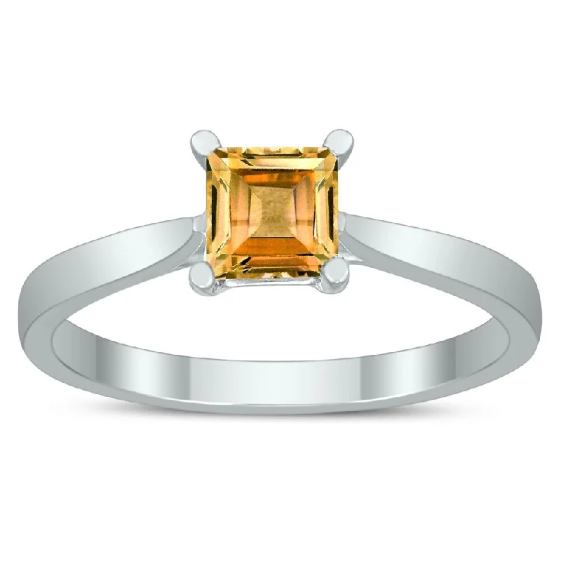 Garnet Gemstone Rings in 18K Gold Vermeil with Intricate Engravings for a Traditional AestheticSquare Princess Cut 5MM Citrine Solitaire Ring in 10K White Gold