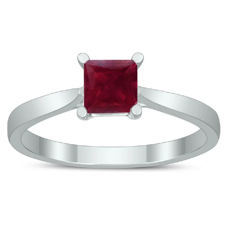 Aquamarine Gemstone Rings in 9K Gold with a Bezel Setting for a Modern and Secure FitSquare Princess Cut 5MM Ruby Solitaire Ring in 10K White Gold