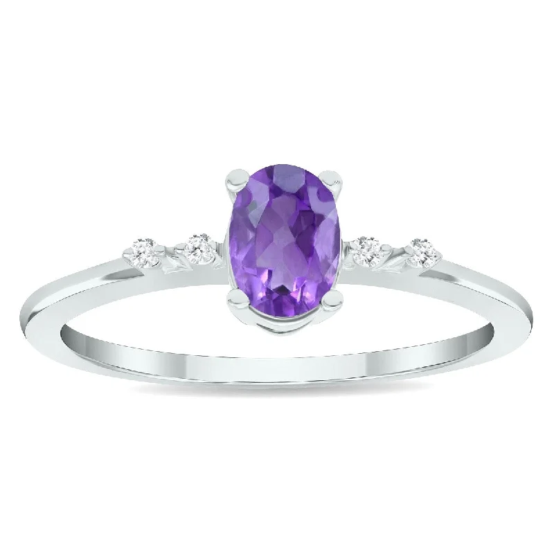 Tourmaline Gemstone Rings in 18K Two - Tone Gold with a Floral - Shaped Setting for a Feminine TouchWomen's Amethyst and Diamond Sparkle Ring in 10K White Gold