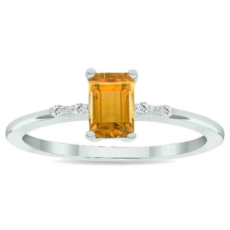 Topaz Gemstone Rings in 10K Gold with a Channel - Set Design for a Contemporary and Durable OptionWomen's Citrine and Diamond Sparkle Ring in 10K White Gold