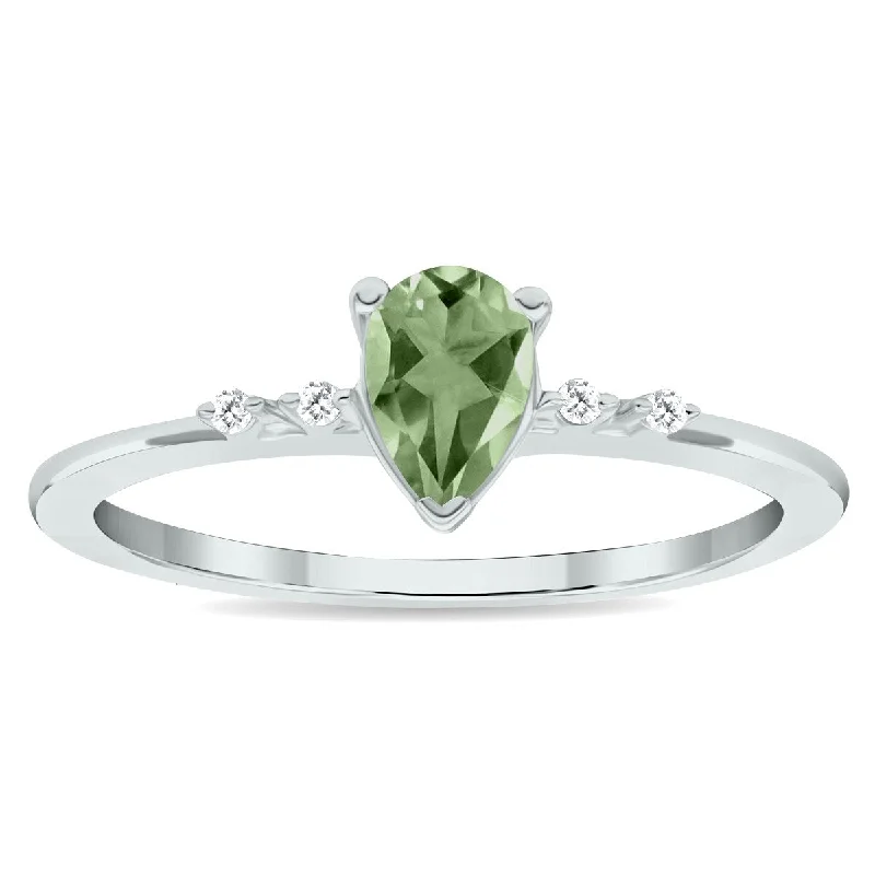 Topaz Gemstone Rings in 10K Gold with a Channel - Set Design for a Contemporary and Durable OptionWomen's Green Amethyst and Diamond Sparkle Ring in 10K White Gold