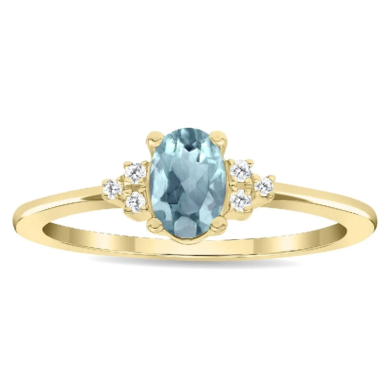 Iolite Gemstone Rings in 10K Gold with a Twisted Band for a Distinctive and Stylish AccessoryWomen's Oval Shaped Aquamarine and Diamond Half Moon Ring in 10K Yellow Gold