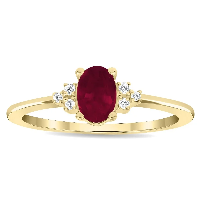 Tanzanite Gemstone Rings in 10K Gold with a Trilogy Design for a Sophisticated GiftWomen's Oval Shaped Ruby and Diamond Half Moon Ring in 10K Yellow Gold