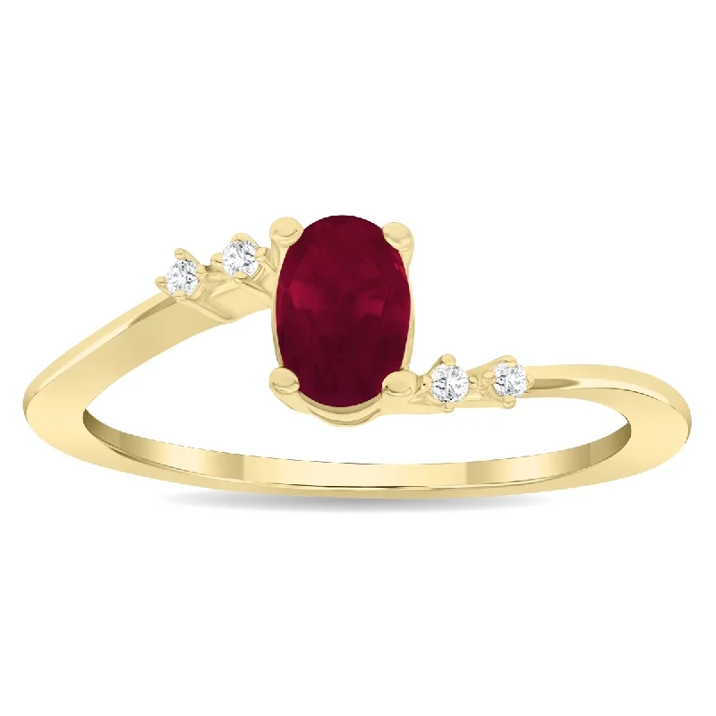 Amethyst Gemstone Rings in Sterling Silver with a Halo of Cubic Zirconia for a Budget - Friendly LuxuryWomen's Oval Shaped Ruby and Diamond Tierra Ring in 10K Yellow Gold