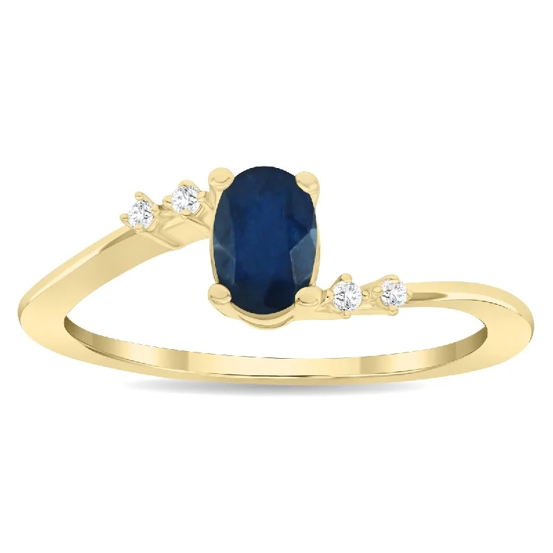 Iolite Gemstone Rings in 10K Gold with a Twisted Band for a Distinctive and Stylish AccessoryWomen's Oval Shaped Sapphire and Diamond Tierra Ring in 10K Yellow Gold