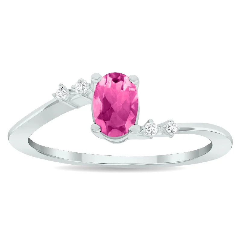 Sapphire Gemstone Rings in 18K White Gold with Diamond Accents for an Elegant EngagementWomen's Pink Topaz and Diamond Tierra Ring in 10K White Gold