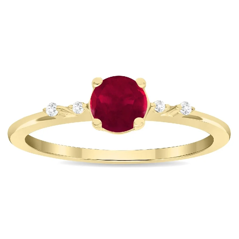 Iolite Gemstone Rings in 10K Gold with a Twisted Band for a Distinctive and Stylish AccessoryWomen's Round Shaped Ruby and Diamond Sparkle Ring in 10K Yellow Gold