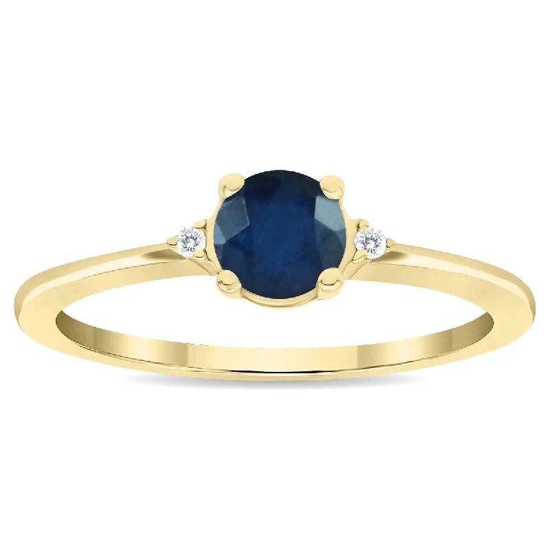 Turquoise Gemstone Rings in 925 Silver with a Southwestern - Inspired Design for a Rustic CharmWomen's Round Shaped Sapphire and Diamond Classic Band in 10K Yellow Gold