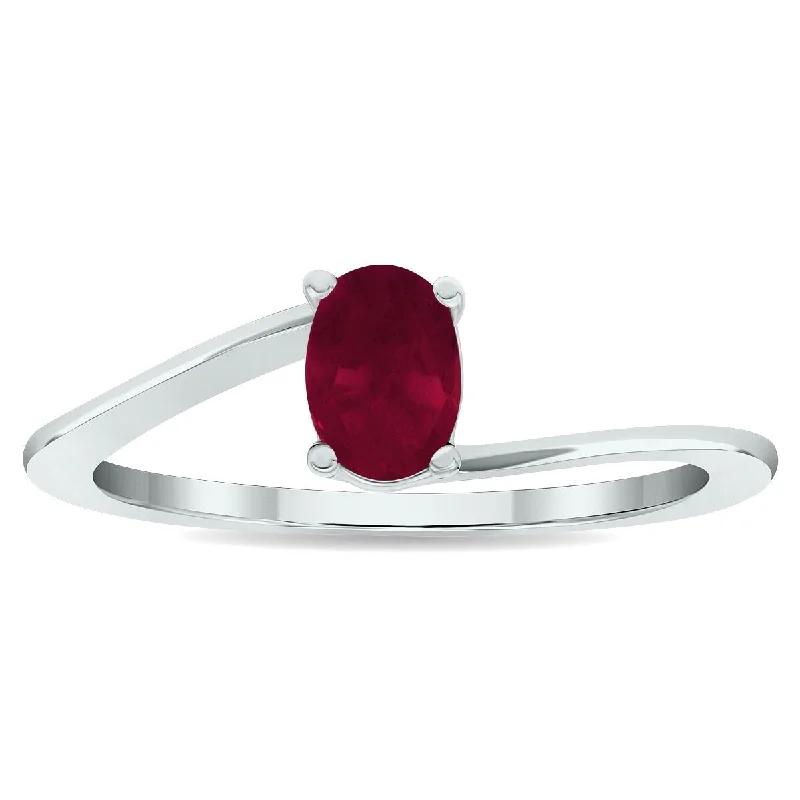 Amethyst Gemstone Rings in Sterling Silver with a Halo of Cubic Zirconia for a Budget - Friendly LuxuryWomen's Solitaire Ruby Wave Ring in 10K White Gold